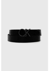 Calvin Klein pasek skórzany damski kolor czarny. Kolor: czarny. Materiał: skóra #1