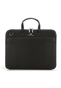 Wittchen - Damska torba na laptopa 13” skórzana slim. Kolor: czarny. Materiał: skóra. Wzór: kwiaty, haft. Styl: casual, elegancki #1