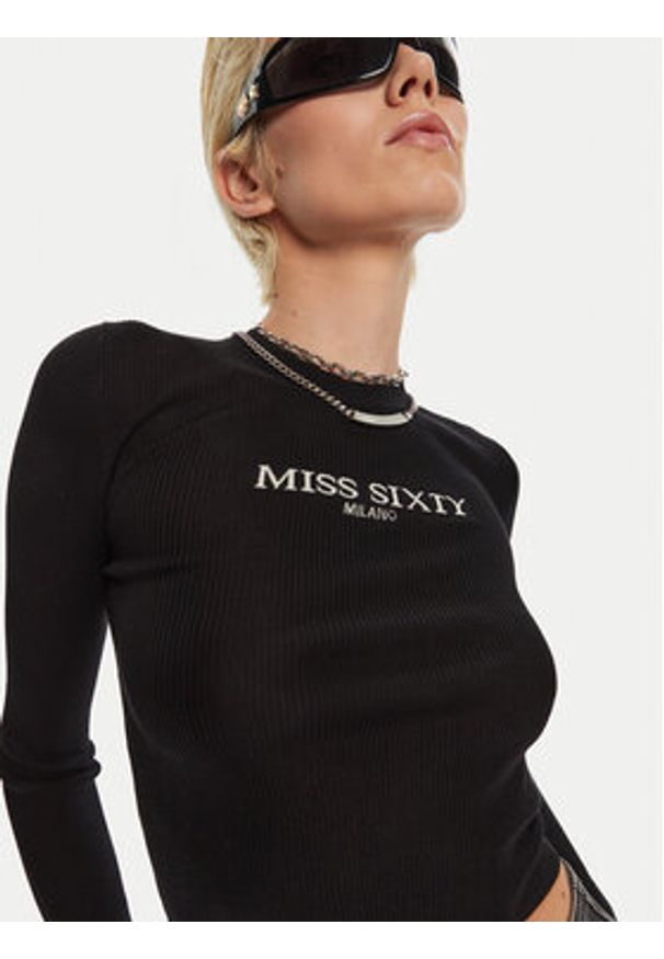 Miss Sixty Sweter 6L4RJ4340000 Czarny Slim Fit. Kolor: czarny. Materiał: jedwab