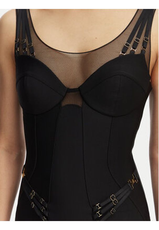 Elisabetta Franchi Sukienka koktajlowa AB-870-61E2-V650 Czarny Slim Fit. Kolor: czarny. Materiał: syntetyk. Styl: wizytowy