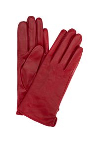 Ochnik - Skórzane czerwone rękawiczki damskie. Kolor: czerwony. Materiał: skóra. Styl: elegancki #1