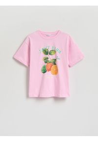 Reserved - T-shirt z nadrukiem - pastelowy róż. Kolor: różowy. Materiał: bawełna. Wzór: nadruk #1