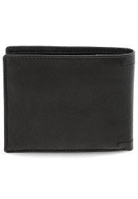 Big Star Accessories - Czarny Stylowy Portfel Męski Big Star Ze Skóry. Kolor: czarny. Materiał: skóra. Wzór: aplikacja #5