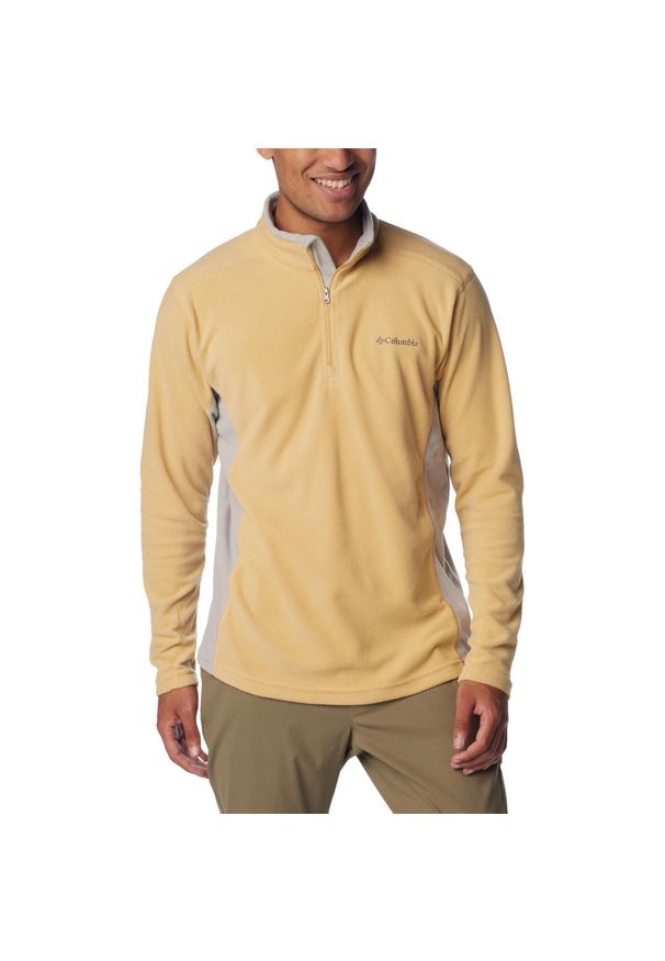 columbia - Polarowy sweter męski Columbia Klamath Range II Half Zip. Typ kołnierza: polo. Kolor: żółty, wielokolorowy, szary. Materiał: poliester