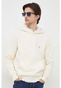 TOMMY HILFIGER - Tommy Hilfiger bluza męska kolor beżowy z kapturem gładka. Typ kołnierza: kaptur. Kolor: beżowy. Wzór: gładki