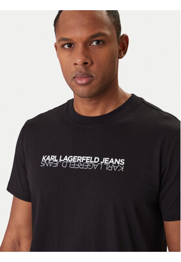 Karl Lagerfeld Jeans T-Shirt B1M17063 Czarny Regular Fit. Kolor: czarny. Materiał: bawełna