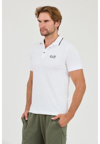 EA7 Emporio Armani - EA7 Biała męska koszulka polo, Rozmiar M. Typ kołnierza: polo. Kolor: biały