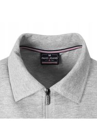 Wygodna Bluza Bawełniana - Pako Jeans - z Kołnierzykiem Polo, Popielata. Typ kołnierza: polo. Kolor: szary. Materiał: wiskoza, bawełna. Styl: klasyczny #6