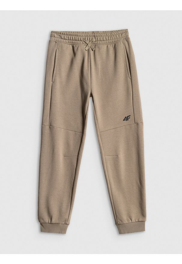 4f - 4F Spodnie dresowe joggery chłopięce - beżowe 164 (13-14 lat). Okazja: na co dzień, na uczelnię, do domu. Kolor: beżowy. Materiał: dresówka. Sezon: lato. Styl: casual