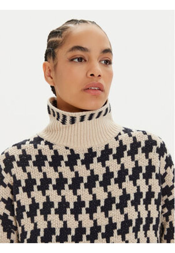 TOMMY HILFIGER - Tommy Hilfiger Golf WW0WW42265 Beżowy Relaxed Fit. Typ kołnierza: golf. Kolor: beżowy. Materiał: wełna