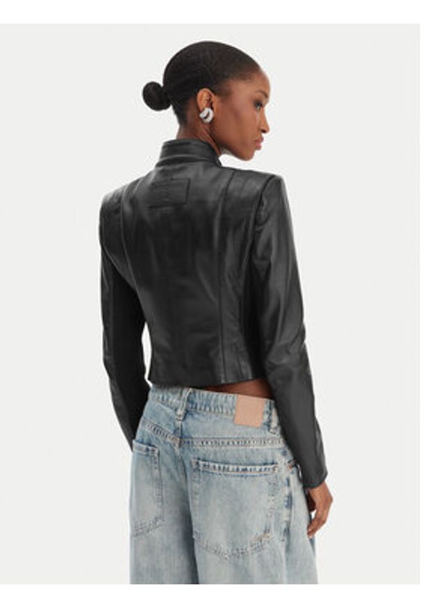 Patrizia Pepe Kurtka skórzana CO0001/L1HZ-K103 Czarny Regular Fit. Kolor: czarny. Materiał: skóra