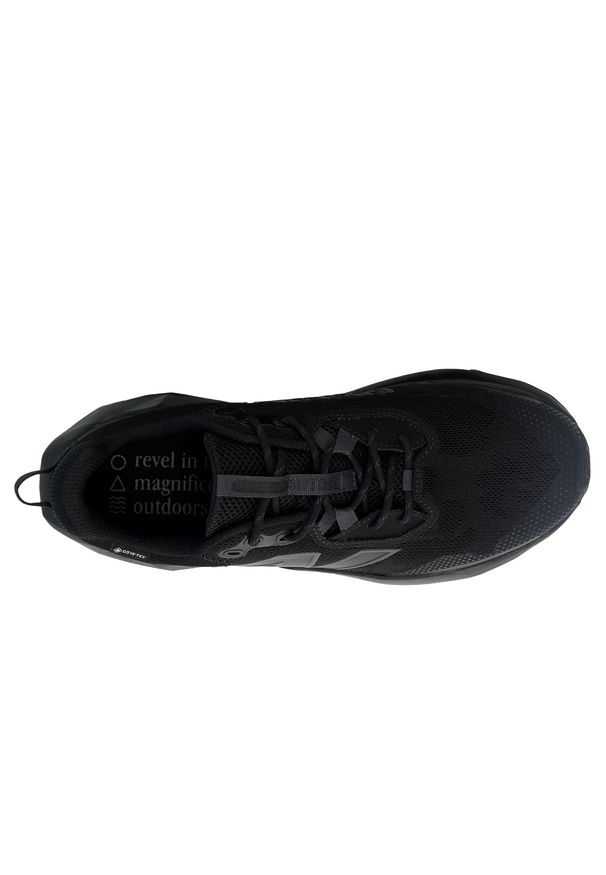 Buty męskie New Balance DynaSoft Nitrel v6 Gore-Tex MTNTRGB6 – czarne. Kolor: czarny. Materiał: materiał, syntetyk. Szerokość cholewki: normalna. Technologia: Gore-Tex. Sport: fitness, bieganie