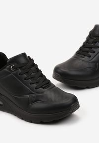 Born2be - Czarne Sznurowane Sneakersy z Ekoskóry na Miękkiej Podeszwie Lenise. Okazja: na co dzień. Kolor: czarny #3
