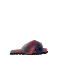 emu - Kapcie Emu Mayberry Tie Dye Sunset Purple 119136, Fiolet, Futro naturalne. Kolor: fioletowy. Materiał: skóra. Wzór: paski. Styl: elegancki