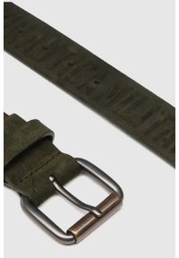 Aeronautica Militare - AERONAUTICA MILITARE Skórzany zielony pasek męski z wypukłymi napisami, Rozmiar 100. Kolor: zielony. Materiał: skóra. Wzór: napisy #2