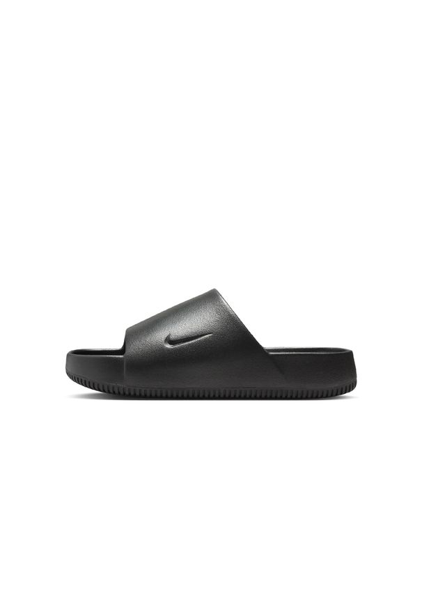 Klapki męskie Nike Calm Slide. Zapięcie: bez zapięcia. Kolor: czarny. Materiał: materiał, syntetyk. Szerokość cholewki: normalna. Sport: turystyka piesza