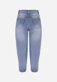 Renee - Niebieskie Klasyczne Jeansy Mom Fit High Waist z Bawełny Uhrlith. Okazja: na co dzień. Stan: podwyższony. Kolor: niebieski. Styl: klasyczny #5