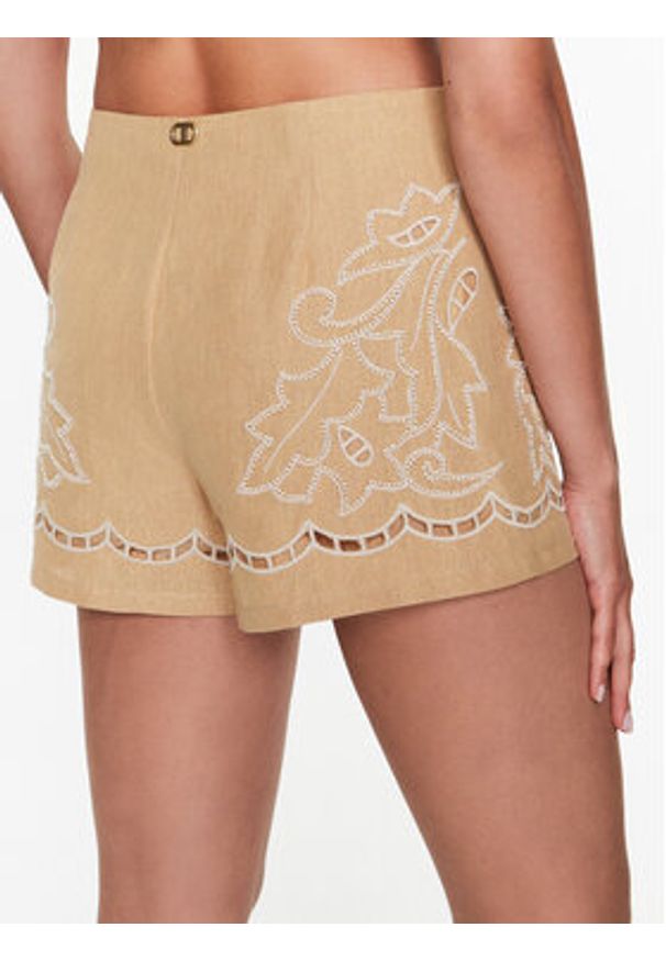 TwinSet - TWINSET Szorty materiałowe 231TT2382 Beżowy Regular Fit. Kolor: beżowy. Materiał: materiał, bawełna