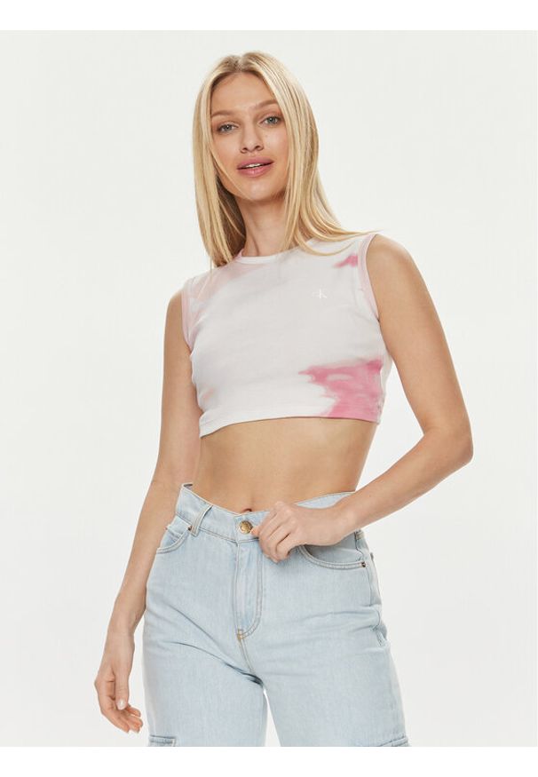 Calvin Klein Jeans Top J20J223163 Kolorowy Slim Fit. Materiał: bawełna. Wzór: kolorowy