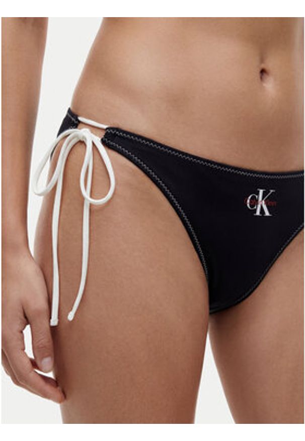 Calvin Klein Swimwear Dół od bikini LV00Q61215 Czarny. Kolor: czarny. Materiał: syntetyk