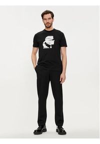Karl Lagerfeld - KARL LAGERFELD T-Shirt 755423 542241 Czarny Regular Fit. Typ kołnierza: dekolt w karo. Kolor: czarny. Materiał: bawełna #3