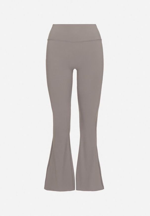 Born2be - Ciemnoszare Legginsy o Kroju Dzwonów z Wysokim Stanem Koritea. Okazja: na co dzień. Stan: podwyższony. Kolor: szary. Styl: casual, klasyczny