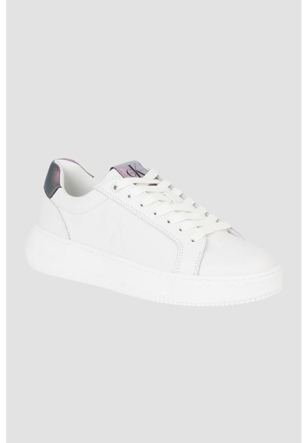 Calvin Klein - CALVIN KLEIN Białe sneakersy, Rozmiar 41. Kolor: biały. Materiał: skóra