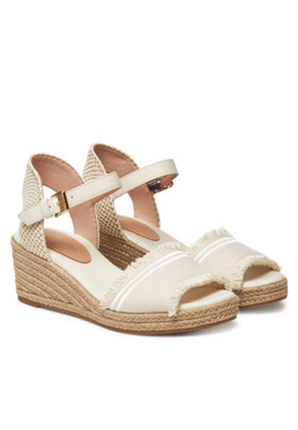 TOMMY HILFIGER - Tommy Hilfiger Espadryle Fringe Canvas Medium Wedge FW0FW08879 Beżowy. Kolor: beżowy. Materiał: materiał