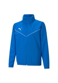 Kurtka piłkarska dla dzieci Puma teamRISE All Weather Jacket. Kolor: niebieski, biały, wielokolorowy. Materiał: poliester. Sport: piłka nożna