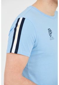 La Martina - LA MARTINA Błękitny męski t-shirt Jersey, Rozmiar M. Kolor: niebieski. Materiał: jersey #5