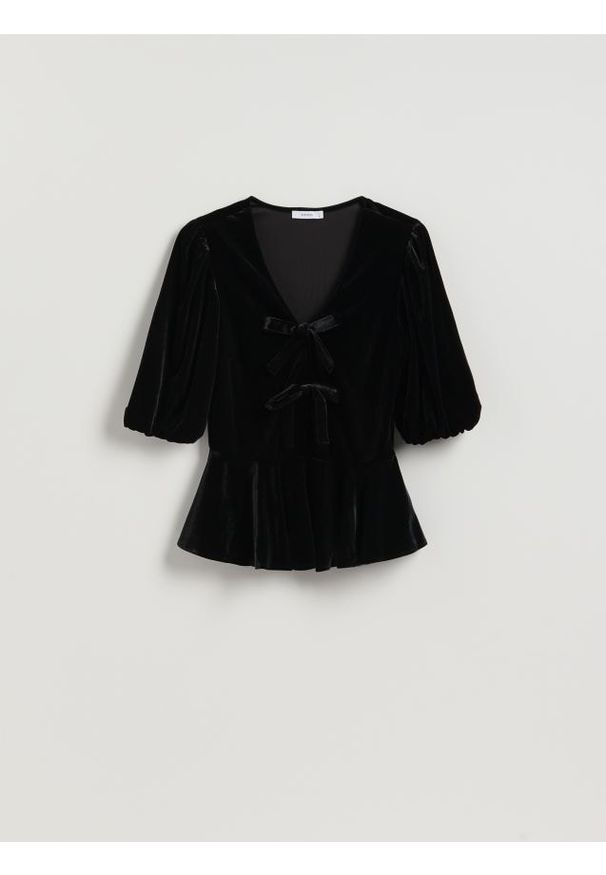 Reserved - Welurowa bluzka - czarny. Kolor: czarny. Materiał: welur