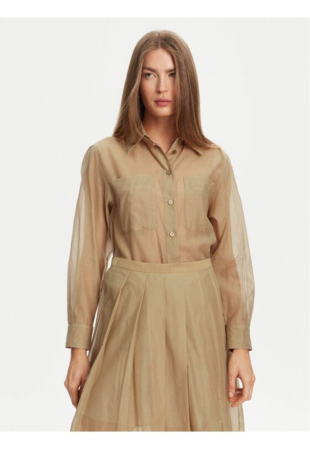 Marella Koszula Cennare 2513111025 Beżowy Regular Fit. Kolor: beżowy. Materiał: bawełna