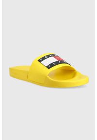 Tommy Jeans klapki POOL SLIDE ESS męskie kolor żółty EM0EM01191. Kolor: żółty. Materiał: guma #4