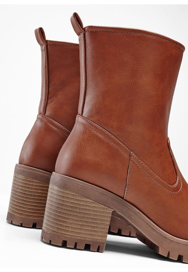 bonprix - Botki. Kolor: brązowy. Styl: elegancki