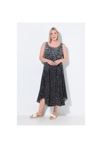 ULLA POPKEN - Damskie Sukienka midi cieniowanie w panterkę okrągły dekolt bez rękawów. Kolekcja: plus size. Kolor: czarny. Materiał: materiał, wiskoza. Długość rękawa: bez rękawów. Wzór: motyw zwierzęcy. Typ sukienki: sportowe, dla puszystych. Styl: sportowy. Długość: midi #1
