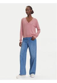 Tommy Jeans Sweter Essential DW0DW19888 Różowy Regular Fit. Kolor: różowy. Materiał: bawełna #2