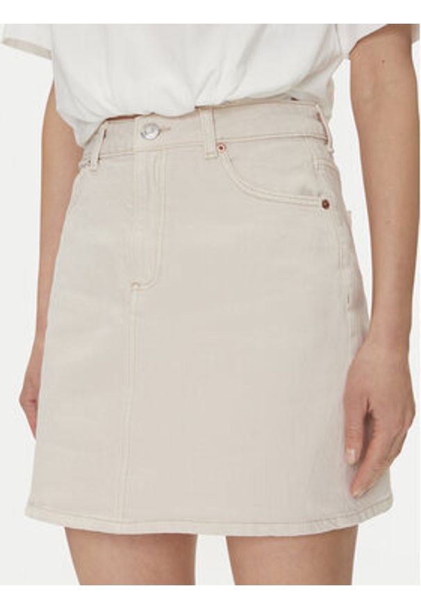 Vero Moda Spódnica jeansowa Tessa 10301536 Écru Regular Fit. Materiał: bawełna