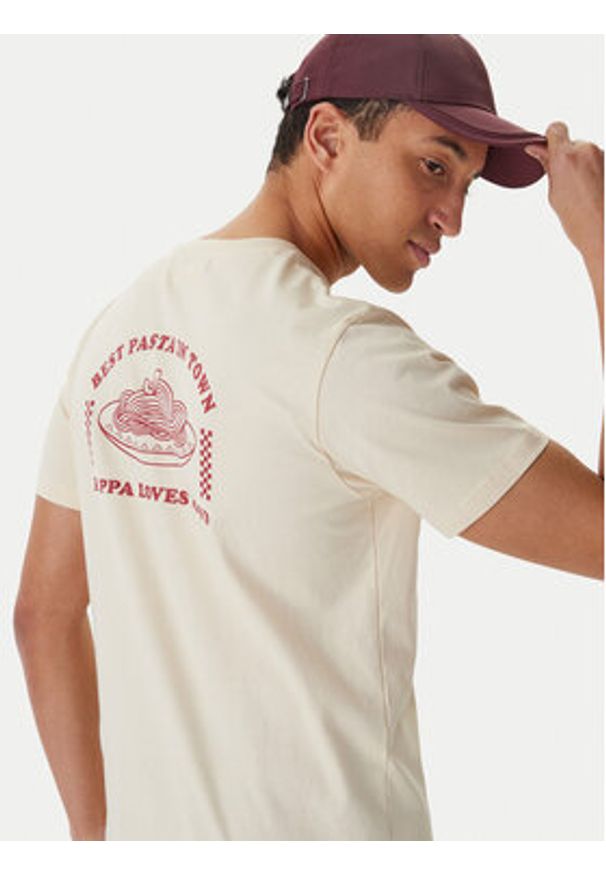 Kappa T-Shirt 37276IW Beżowy Regular Fit. Kolor: beżowy. Materiał: bawełna