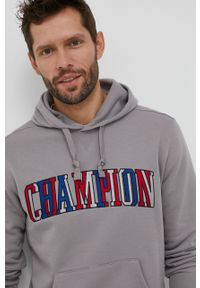 Champion bluza męska kolor szary z kapturem wzorzysta. Typ kołnierza: kaptur. Kolor: szary. Materiał: dzianina. Wzór: haft #4
