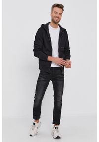 Calvin Klein Jeans Bluza męska kolor czarny z kapturem gładka. Okazja: na co dzień. Typ kołnierza: kaptur. Kolor: czarny. Materiał: bawełna, poliester, dzianina. Wzór: gładki. Styl: casual #4