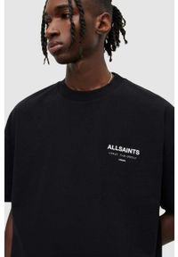 AllSaints t-shirt bawełniany kolor czarny z nadrukiem. Kolor: czarny. Materiał: bawełna. Długość rękawa: krótki rękaw. Długość: krótkie. Wzór: nadruk #10
