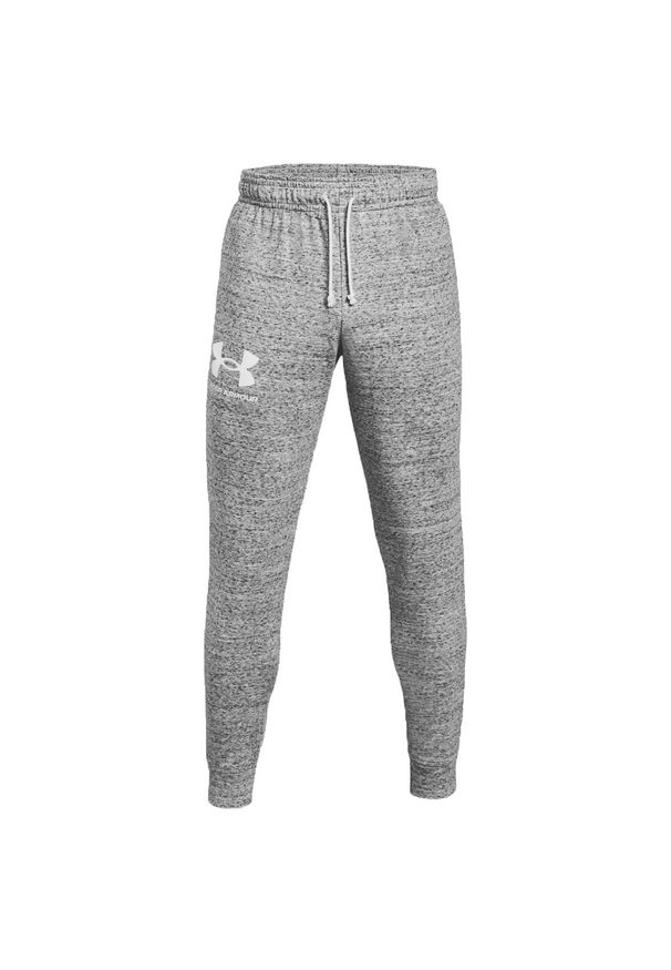 Spodnie Under Armour UA Rival Terry, Mężczyźni. Kolor: szary, biały, wielokolorowy. Materiał: bawełna. Sport: piłka nożna