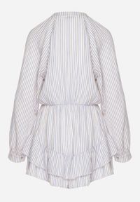 Born2be - Niebieski Bawełniany Kombinezon w Paseczki z Wiązaniem Oviare. Okazja: na spacer, na co dzień. Kolor: niebieski. Materiał: bawełna. Długość rękawa: długi rękaw. Długość: długie. Styl: elegancki, casual, klasyczny #5