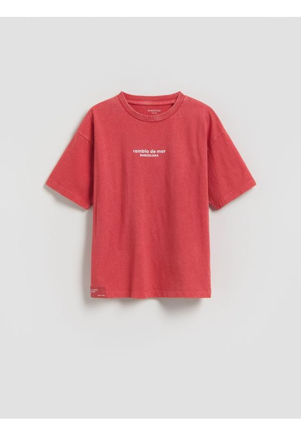 Reserved - Bawełniany t-shirt - czerwony. Kolor: czerwony. Materiał: bawełna