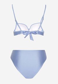 Renee - Niebieskie Bikini Majtki Figi i Biustonosz z Metaliczną Ozdobą Kinalenna. Kolor: niebieski. Wzór: aplikacja #6