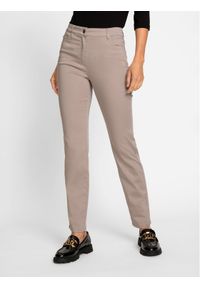 Olsen Spodnie materiałowe Mona 14000620 Beżowy Slim Fit. Kolor: beżowy. Materiał: syntetyk, bawełna