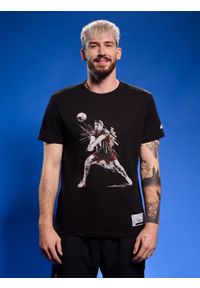 4f - 4F T-shirt regular z nadrukiem siatkarskim męski - czarny XXL. Okazja: na co dzień, do domu. Kolor: czarny. Materiał: bawełna, jersey, materiał. Wzór: nadruk. Styl: sportowy, klasyczny, casual