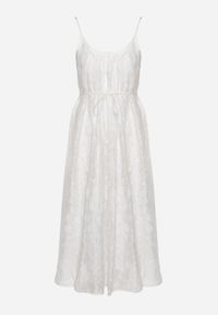 Born2be - Biała Sukienka na Regulowanych Ramiączkach Ozdobiona Cyrkoniami z Materiałowym Paskiem Selolia. Okazja: na co dzień. Typ kołnierza: dekolt w kształcie V. Kolor: biały. Materiał: materiał. Długość rękawa: na ramiączkach. Wzór: aplikacja. Typ sukienki: proste. Styl: casual #3