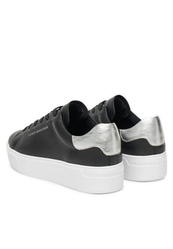TOMMY HILFIGER - Tommy Hilfiger Sneakersy Essential Platform Court Sneaker FW0FW08756 Czarny. Kolor: czarny. Materiał: skóra. Obcas: na platformie