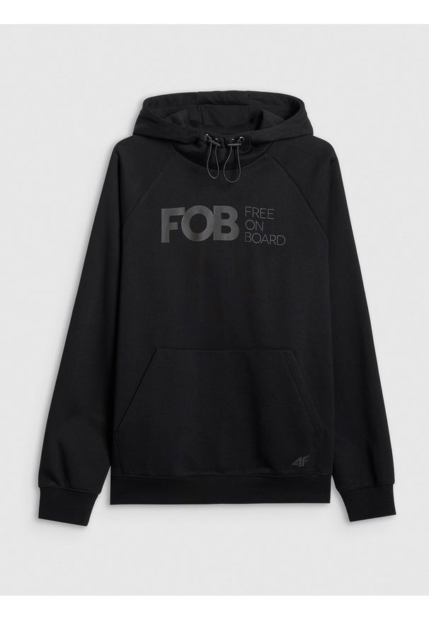 4f - 4F Bluza dresowa nierozpinana z kapturem męska - czarna 3XL. Okazja: na co dzień. Typ kołnierza: kaptur. Kolor: czarny. Materiał: dresówka. Styl: casual